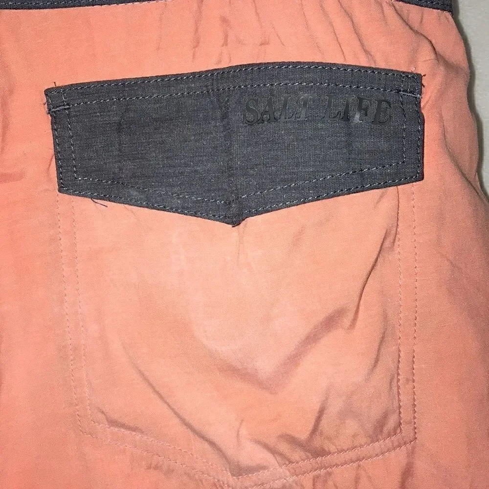 Salt Life Men's Vapor‎ Short Drawstring Waist Orange Boardshort Size 36
